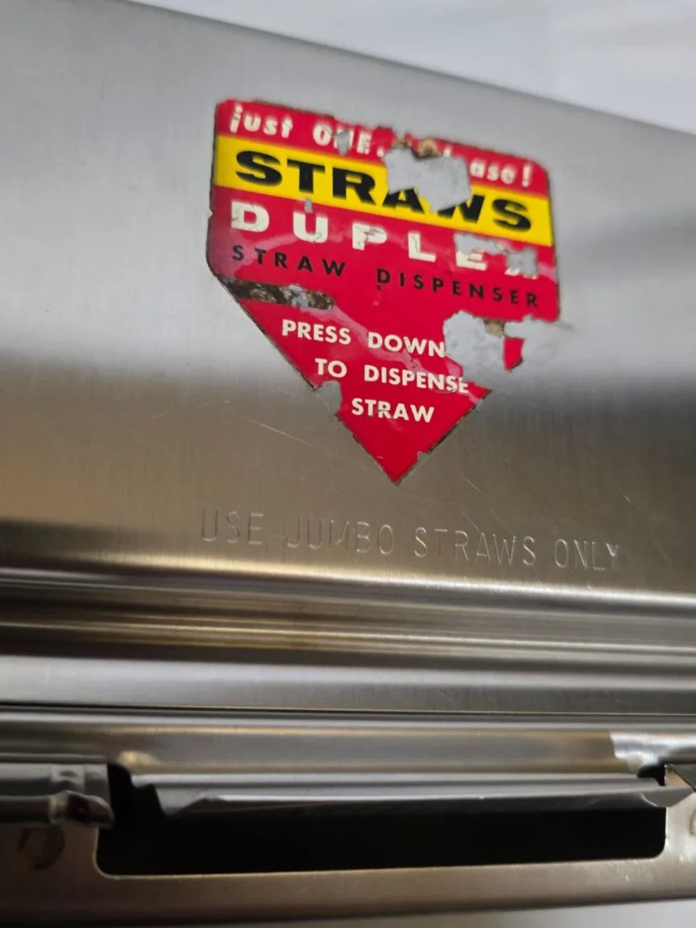 Vtg DUPLEX SS Straw Dispenser JUMBO STRAWS